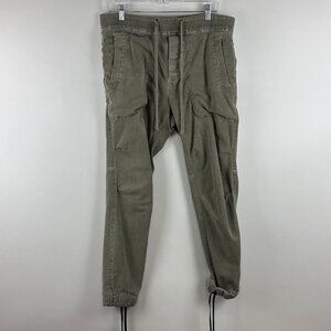 James Perse Distressed Cargo Jogger Pants w/ Drawstring Waist & Legs